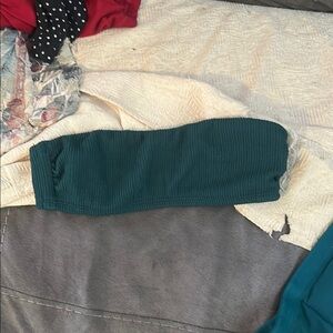 Juniors green strapless swim top